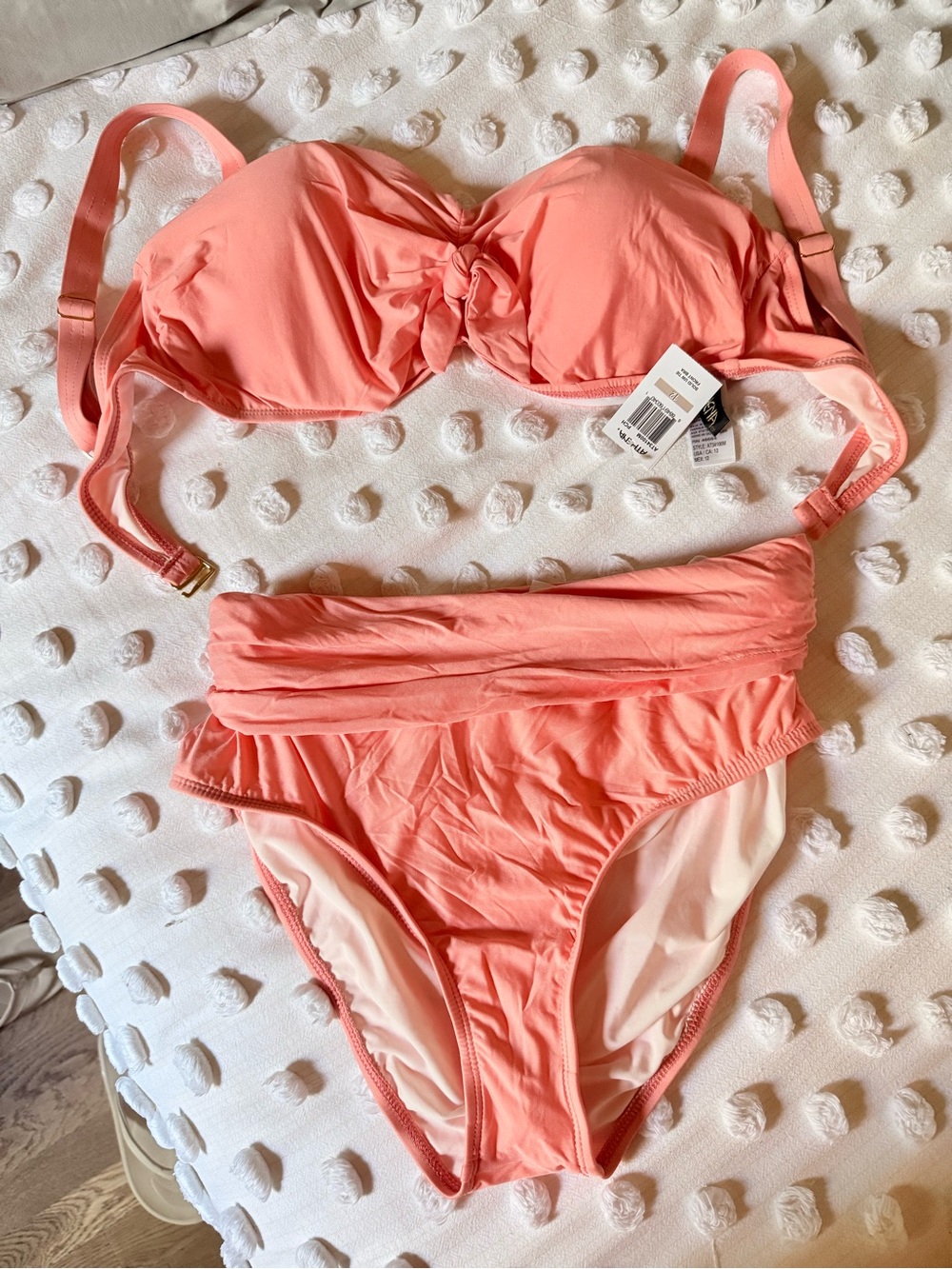 NWT size 12 Athena Coral Twist Bikini Set high waist underwire 3 pieces
